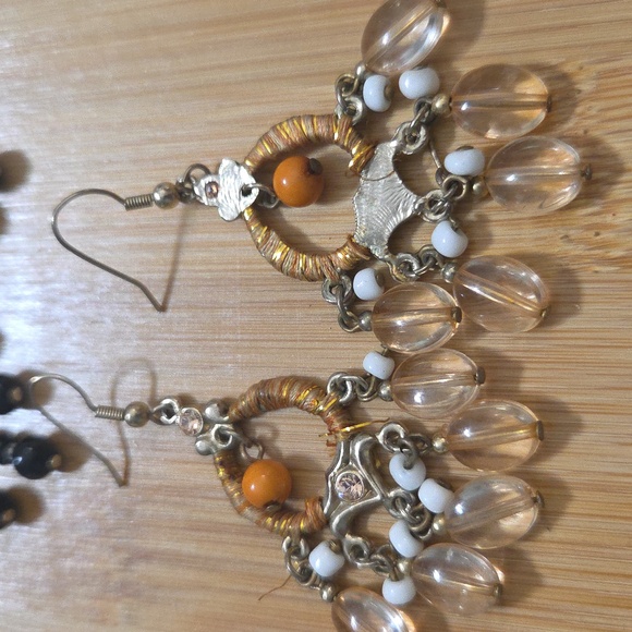 Silver and Gold Dangle Earrings Set of 4 - Picture 4 of 5